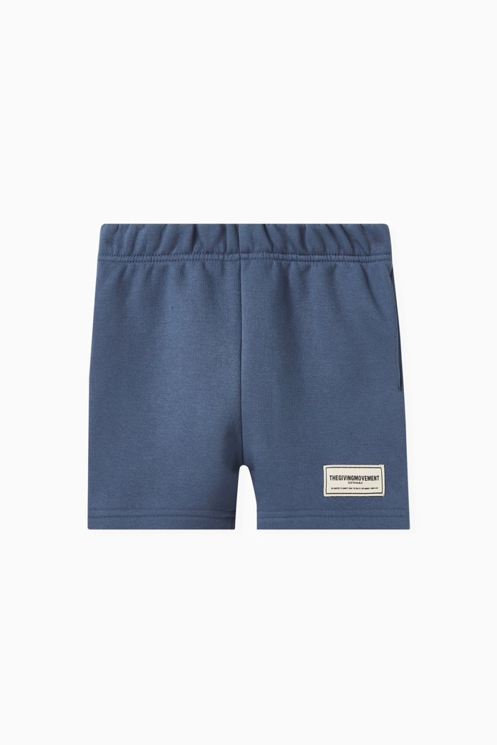 Logo Lounge Shorts in Organic Cotton-blend, Blue