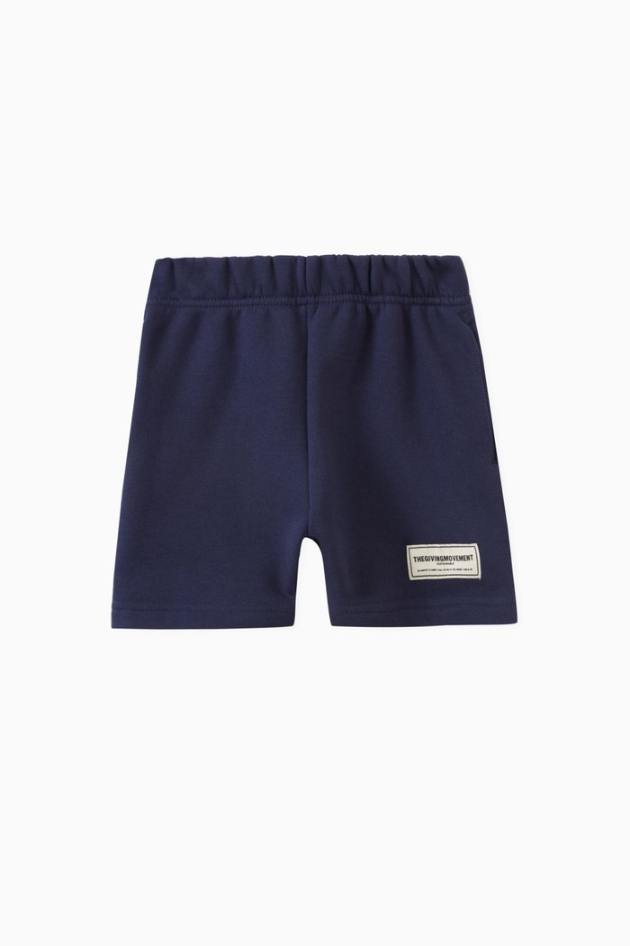 

Logo Lounge Shorts in Organic Cotton-blend, Blue