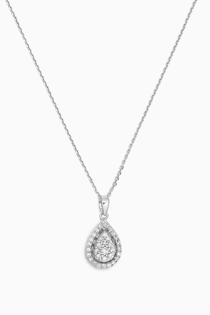 

Illusion Pear Diamond Necklace in 18kt White Gold