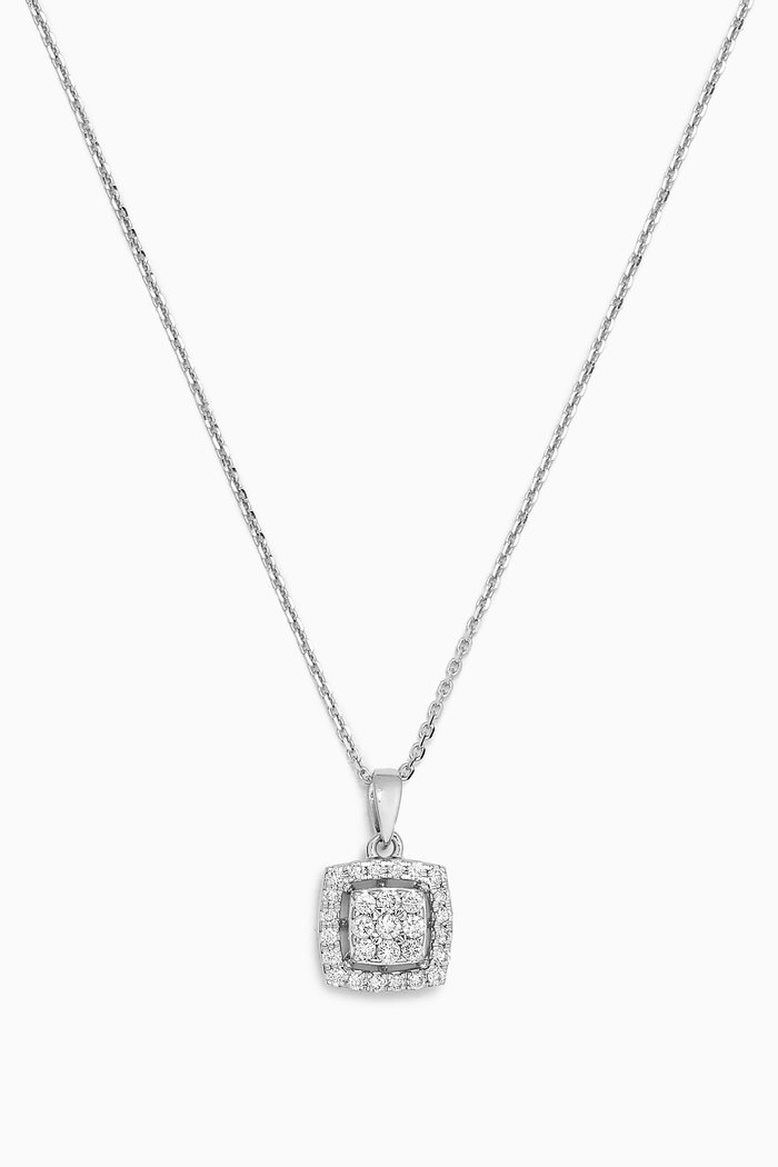 

Illusion Cushion Diamond Necklace in 18kt White Gold