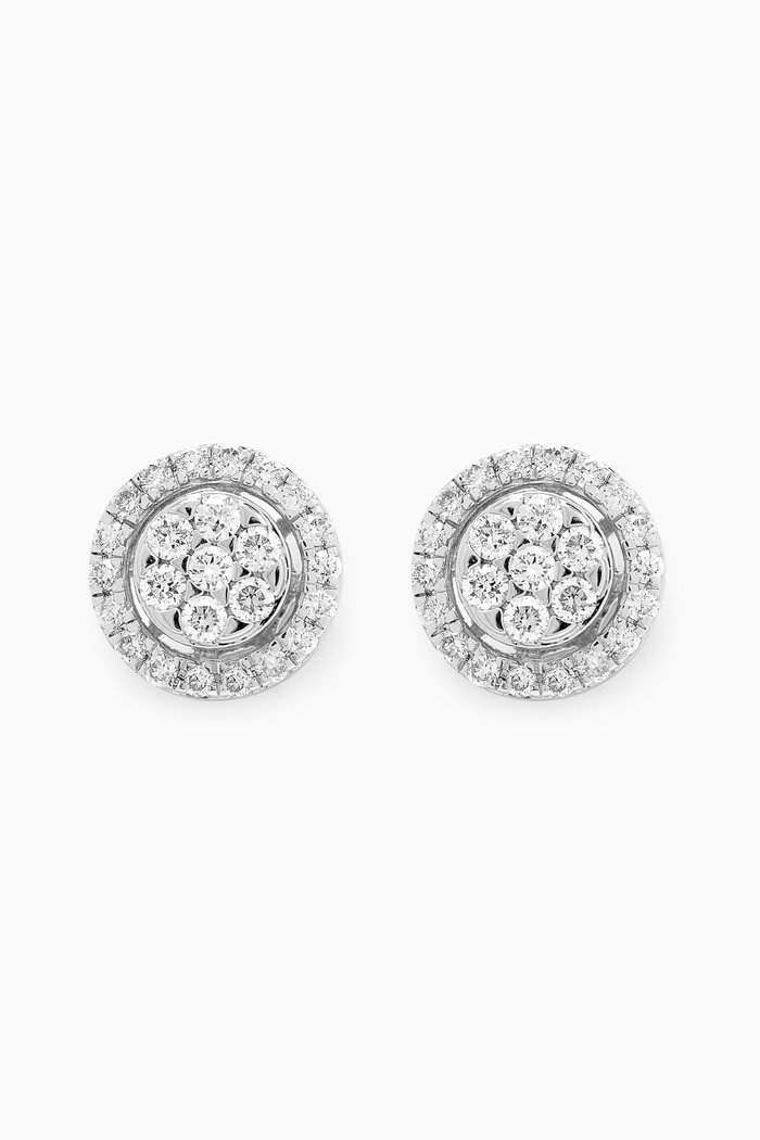 

Illusion Round Diamond Stud Earrings in 18kt White Gold