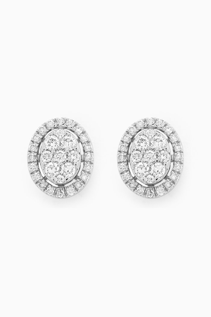 

Illusion Oval Diamond Stud Earrings in 18kt White Gold