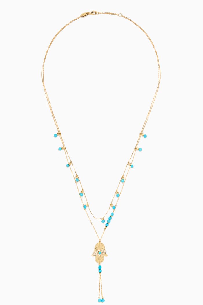 

Talisman Hand of Fatima Layered Necklace in 18kt Yellow Gold