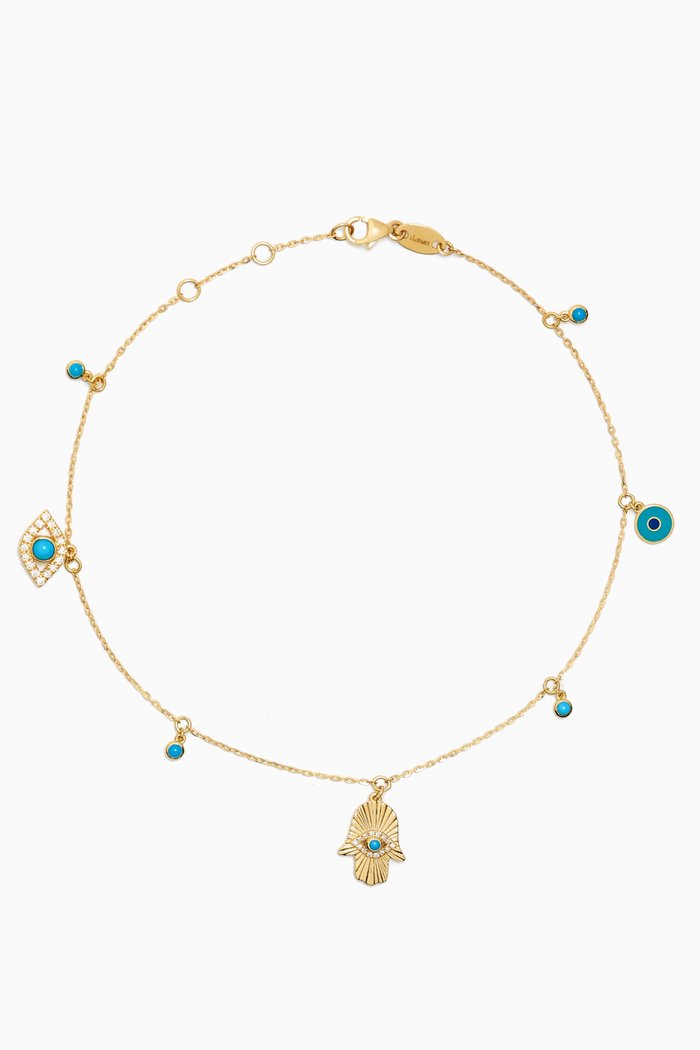 

Talisman Mixed Charm Anklet in 18kt Yellow Gold