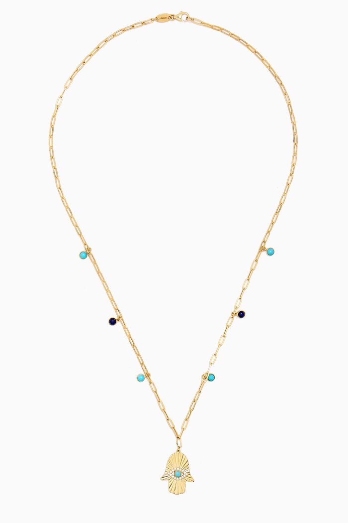 

Talisman Hand of Fatima Charm Necklace in 18kt Yellow Gold