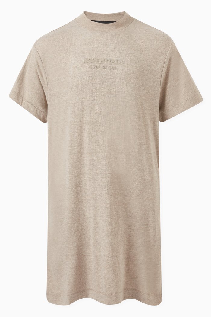 

3/4 Sleeve Mini T-shirt Dress in Cotton-jersey, Neutral