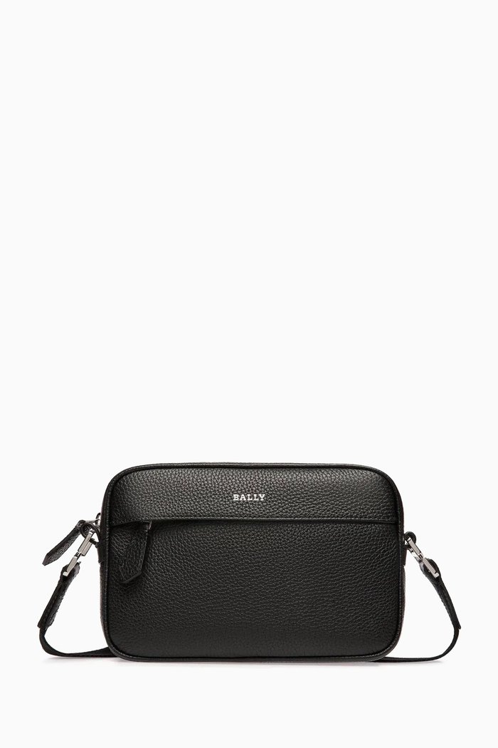 Hal Crossbody Bag in Leather, Black