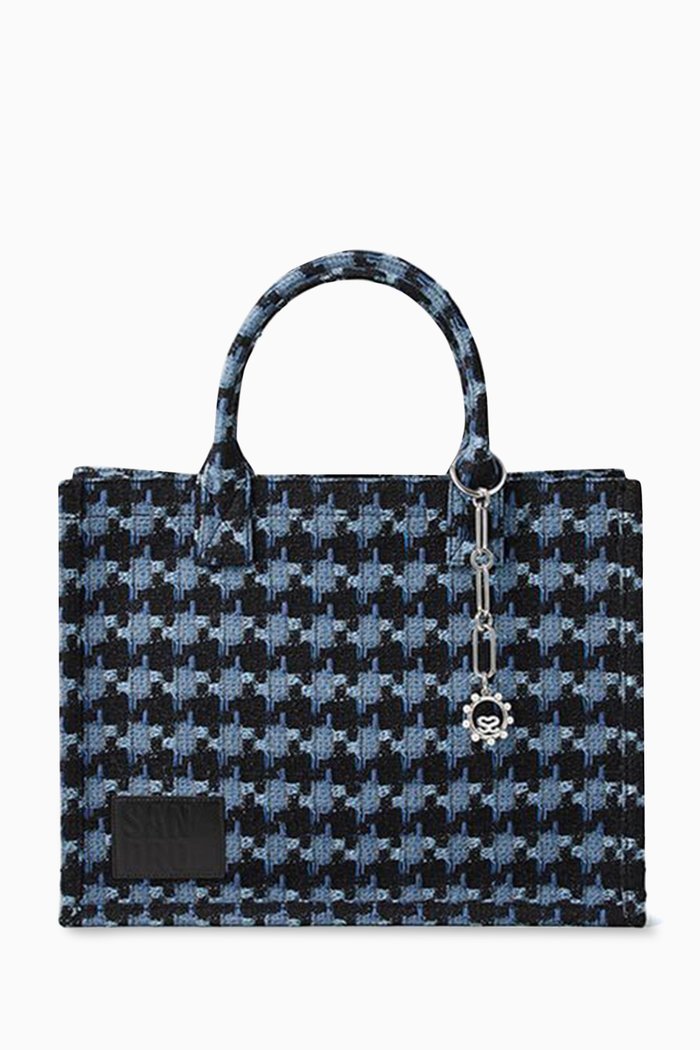

Large Kasbah Houndstooth Tote Bag in Tweed, Neutral