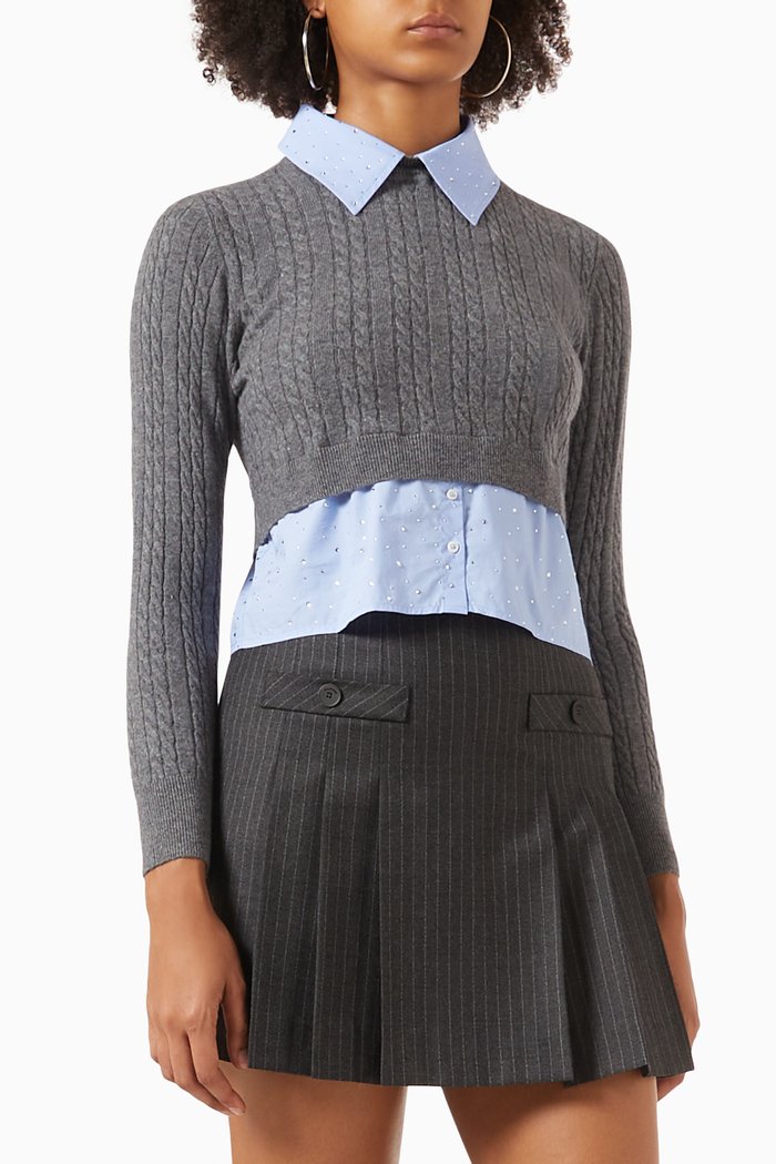 

Haley Shirt Sweater in Wool-knit, Grey