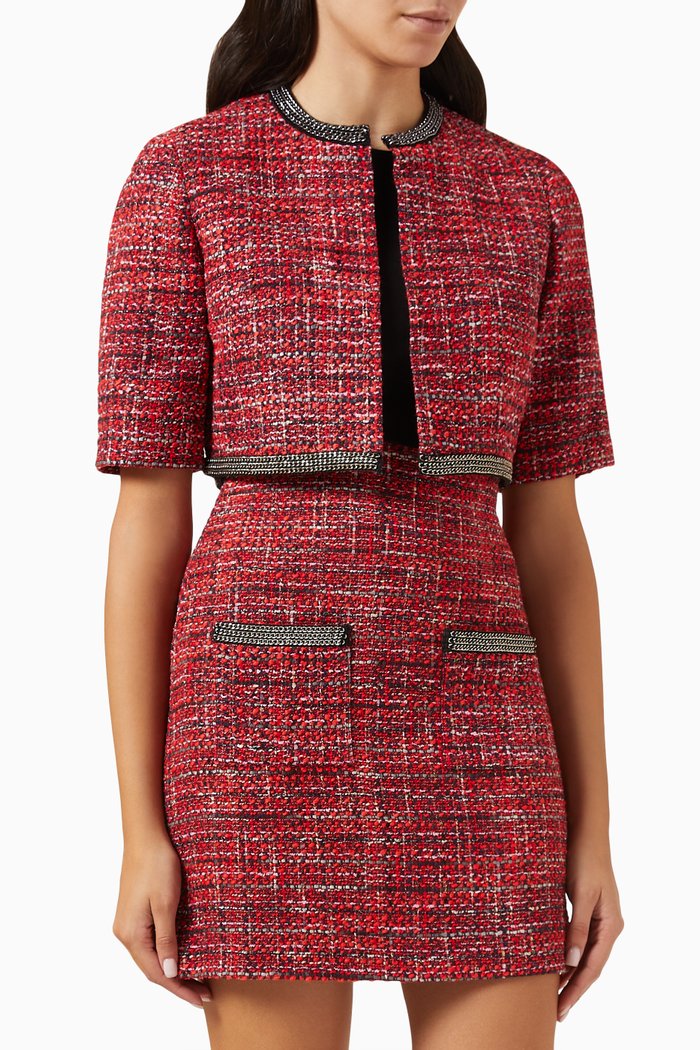 

2-in-1 Mini Dress in Tweed, Red