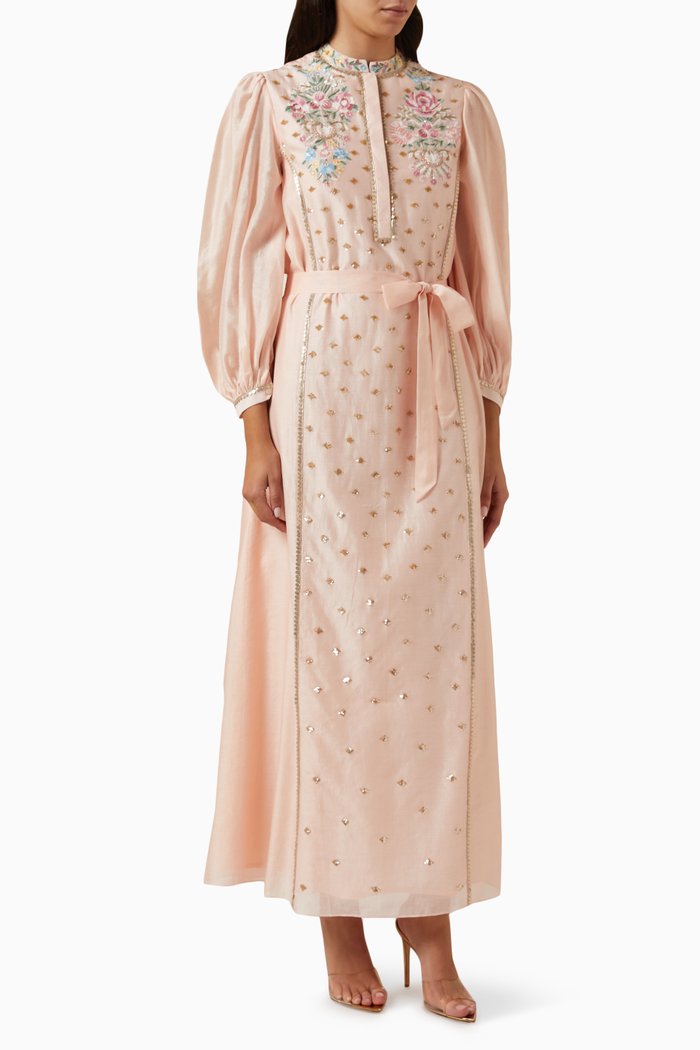

Vienna Sequin-embellished Maxi Dress in Cotton-silk, Pink