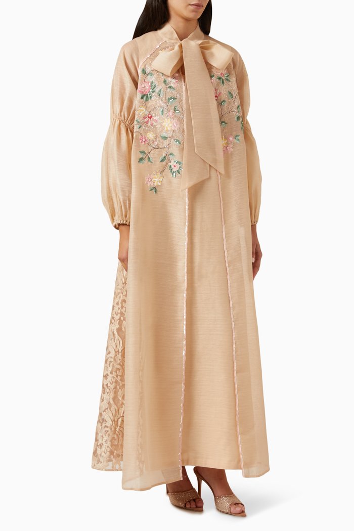 

Truce Embellished Maxi Dress Set in Organza, Neutral