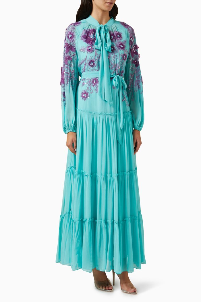 

Viola Sequin-embellished Maxi Dress in Georgette, Blue