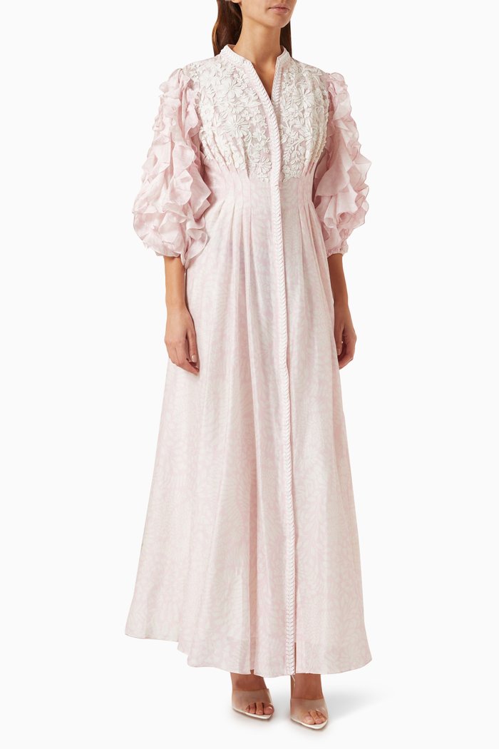 

Amy Printed Maxi Dress in Cotton-silk Blend, Pink