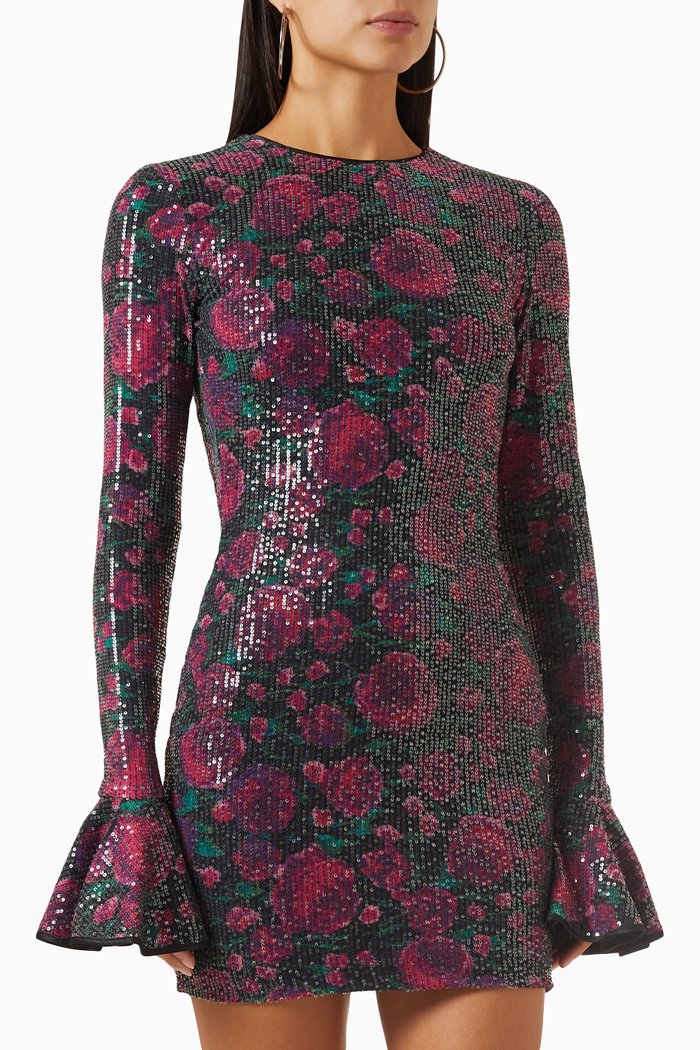 

Open-back Mini Dress in Sequins, Pink