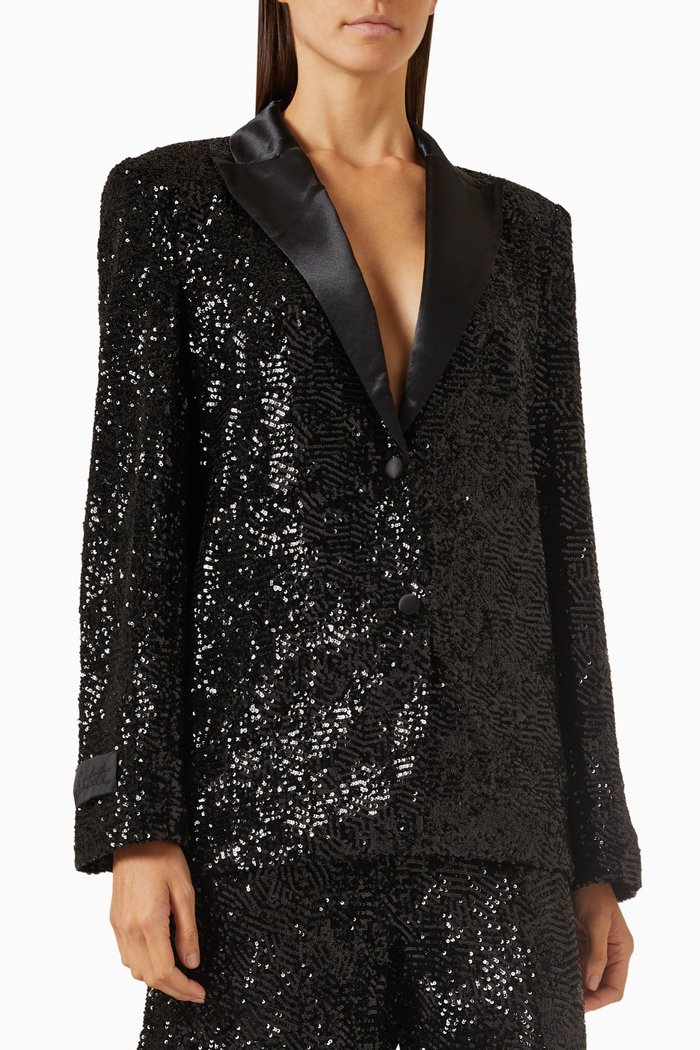

Oversized Blazer in Sequins, Black