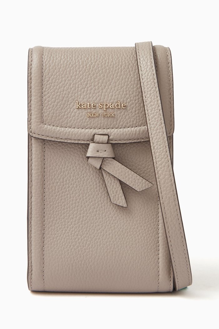 

Knott North South Phone Crossbody in Leather, Neutral