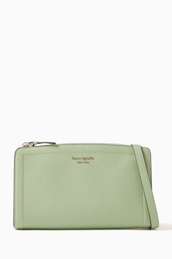 

Knott North South Phone Crossbody Bag in Leather, Green