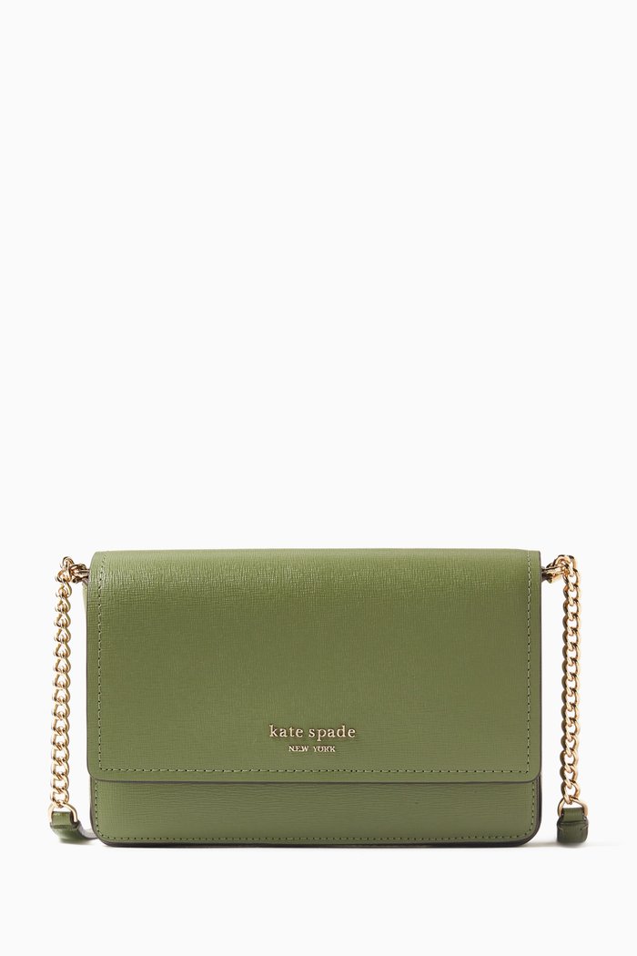 

Morgan Flap Chain Wallet in Leather, Green
