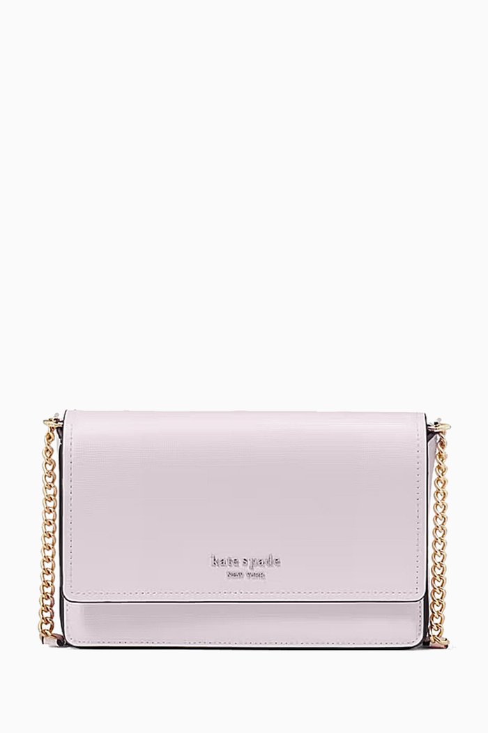 

Morgan Flap Chain Wallet in Leather, Pink