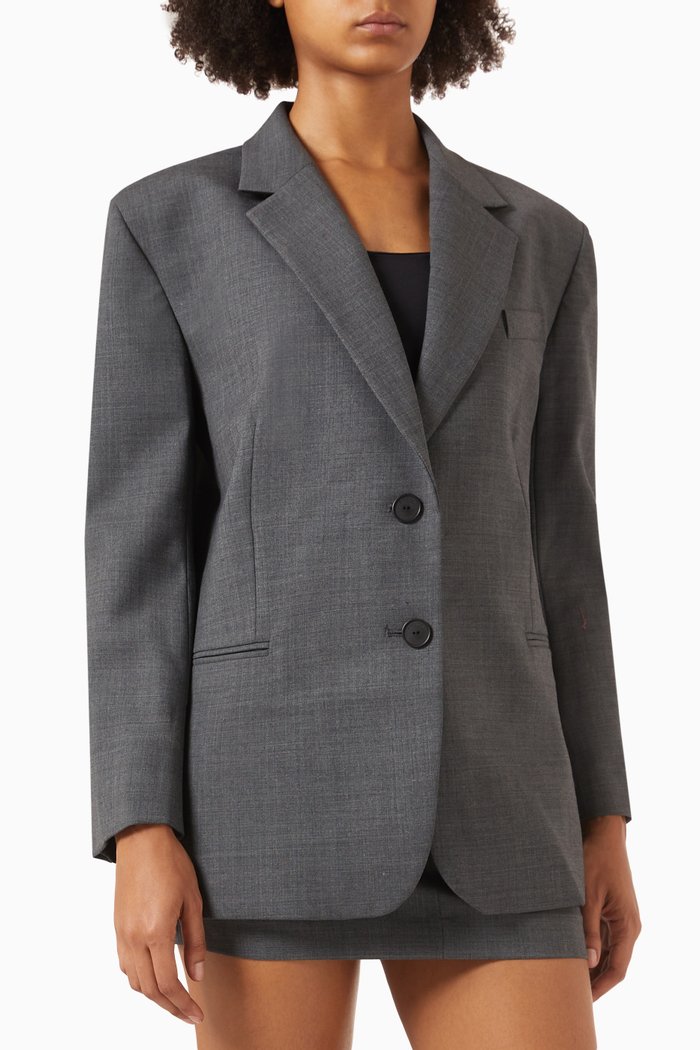 

Babo Oversized Suit Jacket in Wool-blend, Grey