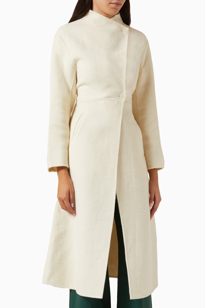 

Genesis Belted Coat in Wool-knit, Neutral