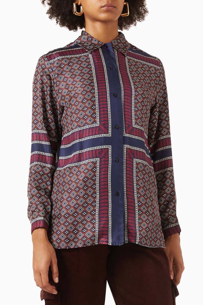 

Loane Printed Shirt in Silk, Red