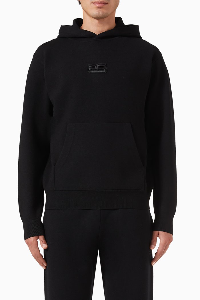 Home Logo Hoodie in Viscose-blend, Black