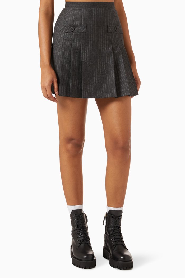 

Omen Pleated Mini Skirt in Tweed, Grey