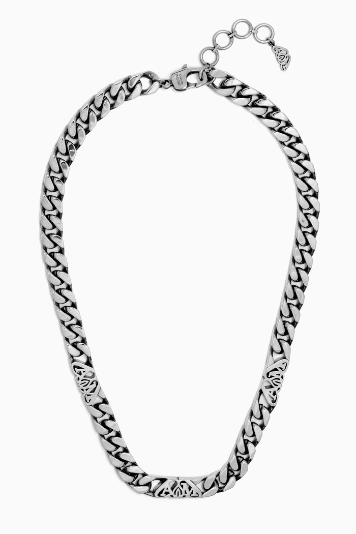 

Seal Logo Chain Choker Necklace in Eco-brass, Black