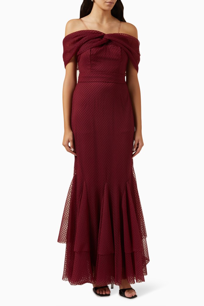 

Off-the-shoulders Maxi Dress, Red