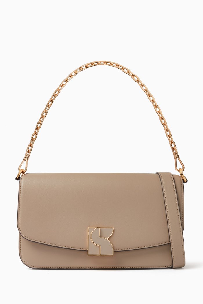 

Medium Dakota Convertible Shoulder Bag in Leather, Grey