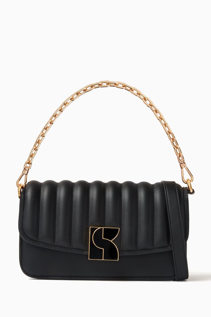 

Small Dakota Trapunto Crossbody Bag in Nappa, Black