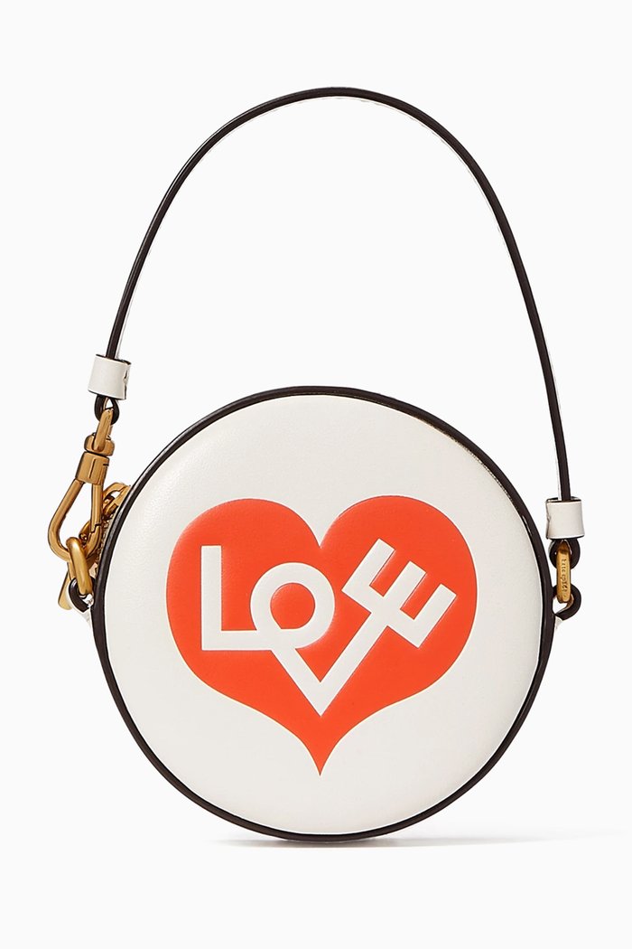 

x Alexander Girard Heart Embossed Convertible Coin Purse in Smooth Leather, Neutral