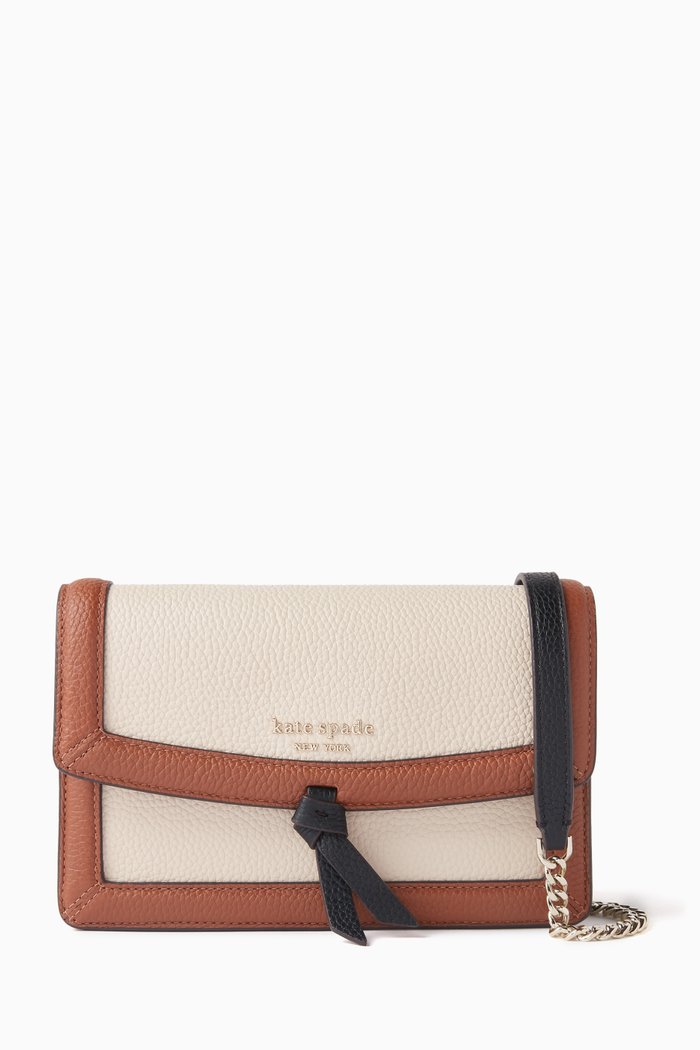

Knott Colour-block Crossbody Bag in Leather, Brown