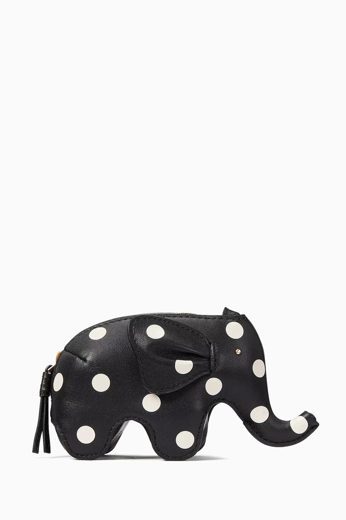 

Ellie Polka-dot Elephant Coin Purse in Leather, Black