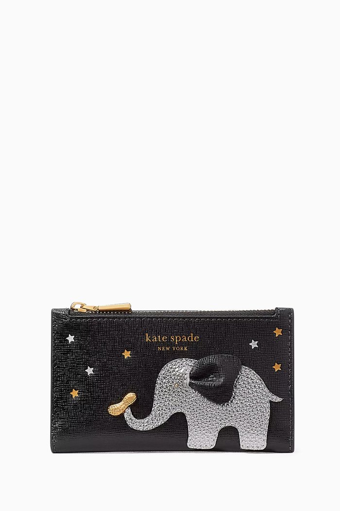 

Small Ellie Embellished Bi-fold Wallet in Leather, Black