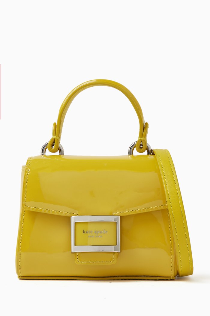 

Micro Katy Top Handle Bag in Patent Leather, Green