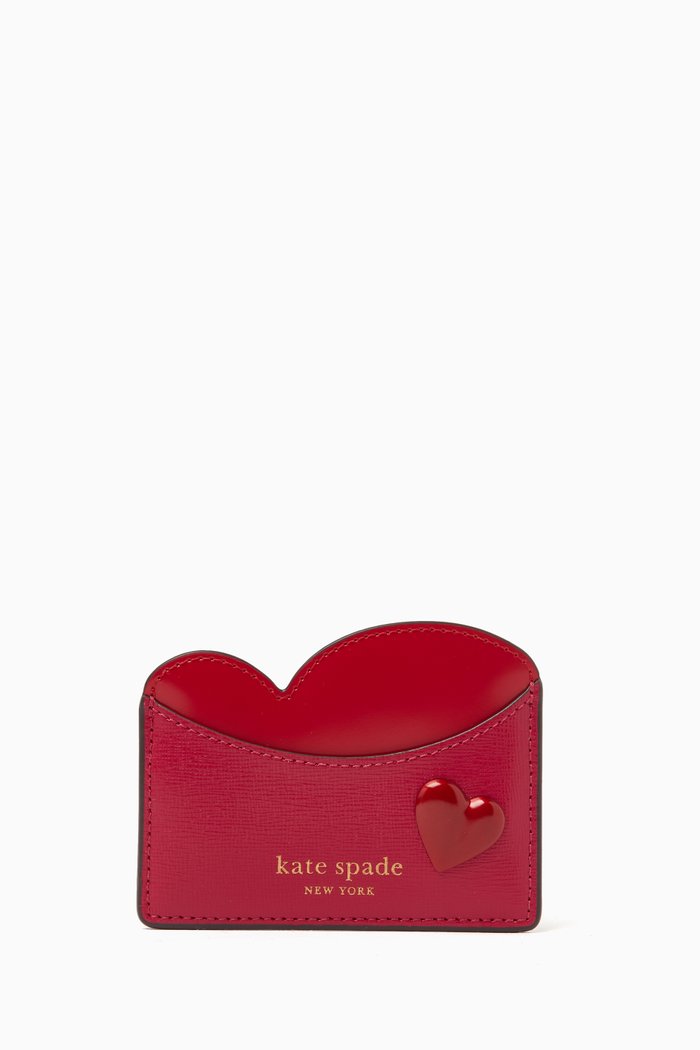 

Pitter Patter Card Holder in Textured Leather, Red
