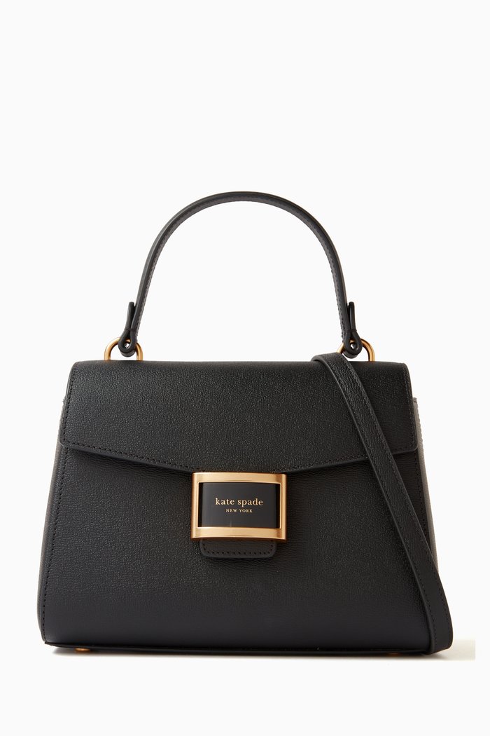 

Small Kate Top Handle Bag in Leather, Black