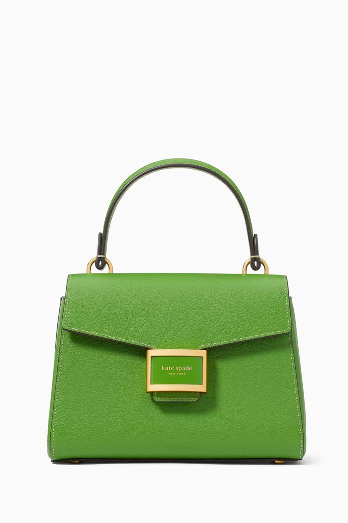 Small Kate Top Handle Bag in Leather, Green