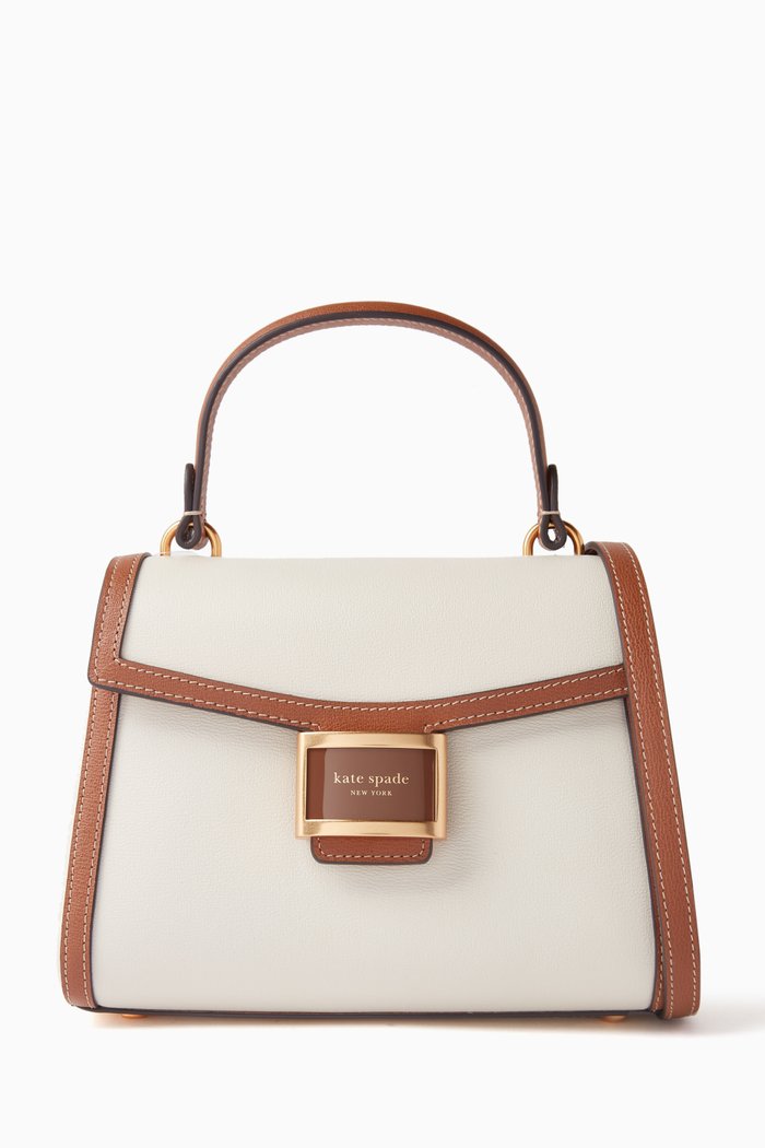 

Katy Colour-block Top Handle Bag in Leather, White