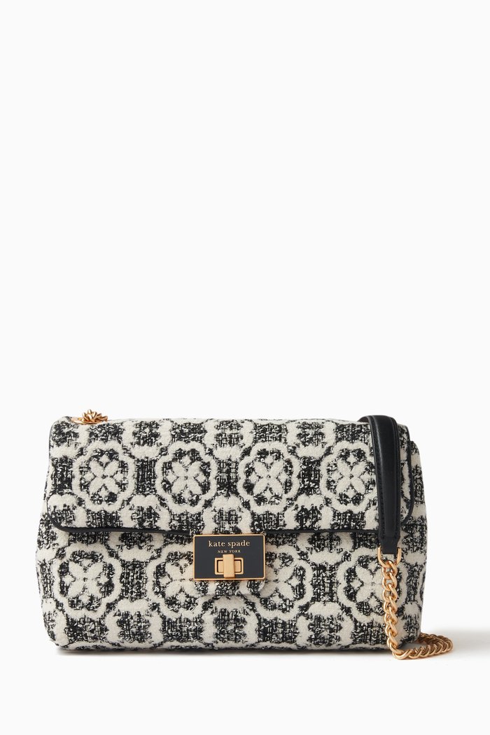 

Medium Evelyn Crossbody Bag in Tweed, Black