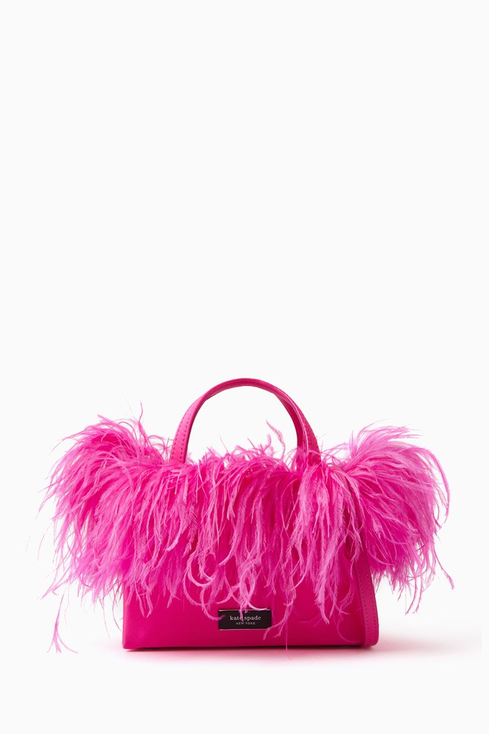 

Mini Sam Feather Tote Bag in Satin, Pink