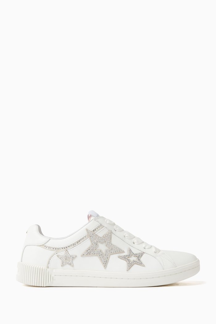 Starlight Embellished Sneakers in Leather, White