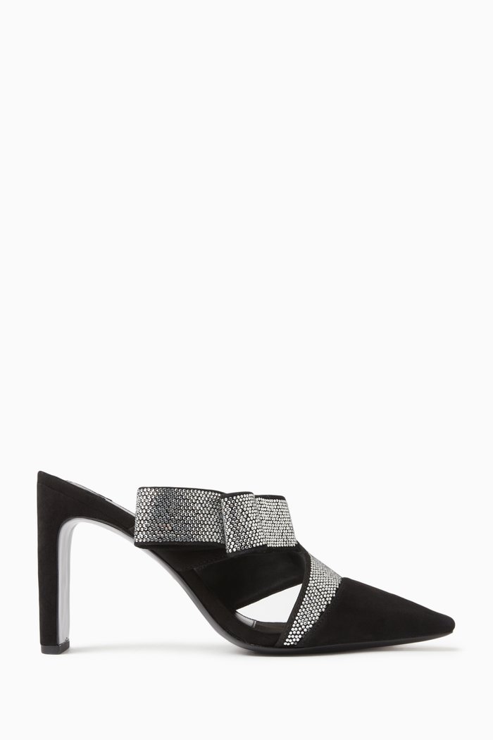

Bianca 90 Pavé Mule Sandals in Suede, Black