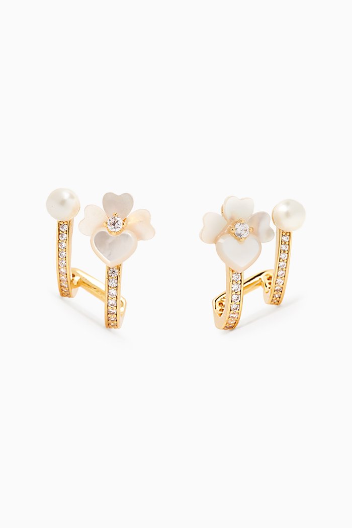 

Precious Pansy Double Huggie Earrings, Gold