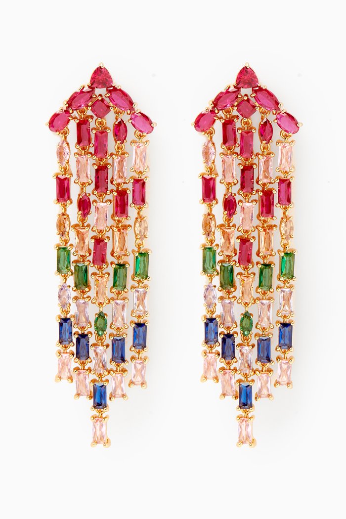 

Showtime Fringe Stud Earrings, Multicolour