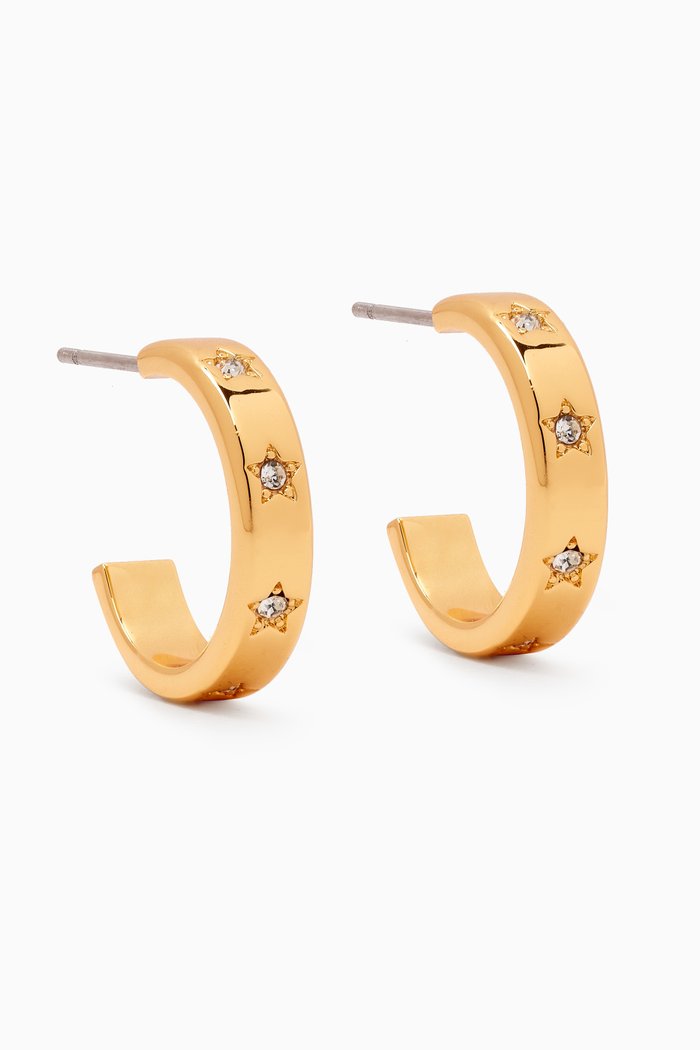 Set in Stone Star Huggie Earrings, Gold