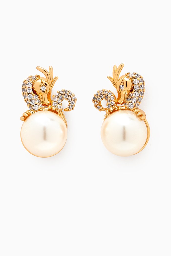 Dazzling Dragon Studs in Metal, Gold